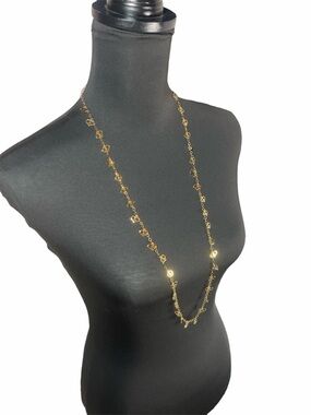 PEACE & LOVE Gold Over 925 Silver Diamond Cut Adjustable Long Necklace
